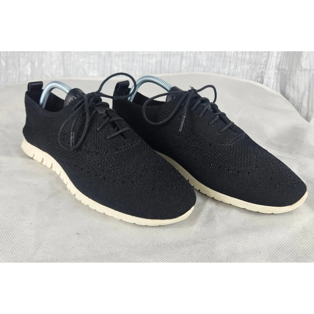 Cole Haan Zerogrand Stitchlite Oxford Mens 10B Black Knit Wingtip Shoes W06723